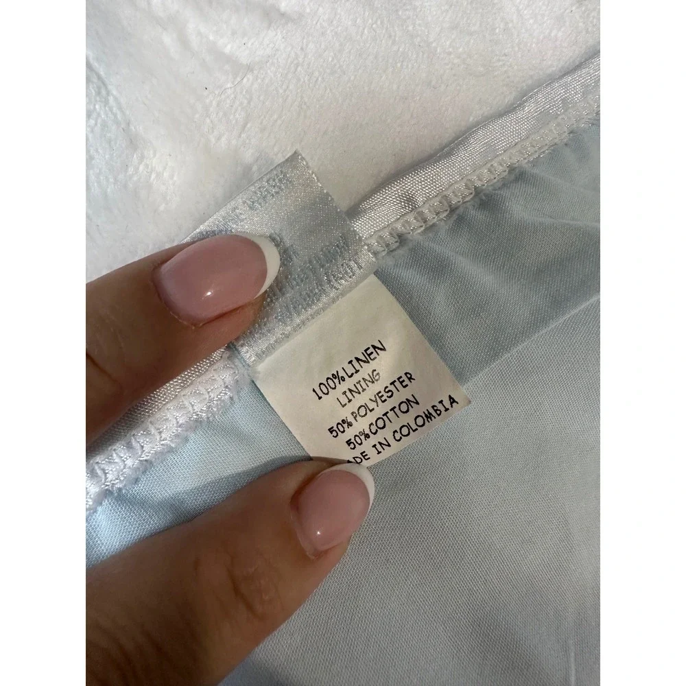 Will'beth Baby Blanket Blue Linen Embroidered Train Giraffe Duck Heirloom Kids